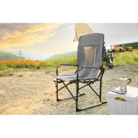 Heavy Duty Folding Camping Chair With Extra Large Portable Side Table And Pocket For Beach, Fishing, Travel, Picnic, And Lawn Gray (Option: Gray)