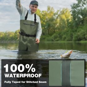 Fishing Waders For Men & Women, Waterproof 2-Ply Nylon PVC Chest Wader With Boots For Outdoor (Option: M6W8)