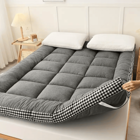 Mattress with checkered three-dimensional edges, 4 colors, Full size (Color: Gray)