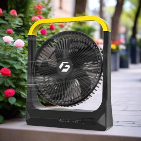 8-inch 20800mAh Rechargeable Battery Operated Fan Personal USB Portable Fan Desk Fans - Battery Powered Fans (Color: Yellow)